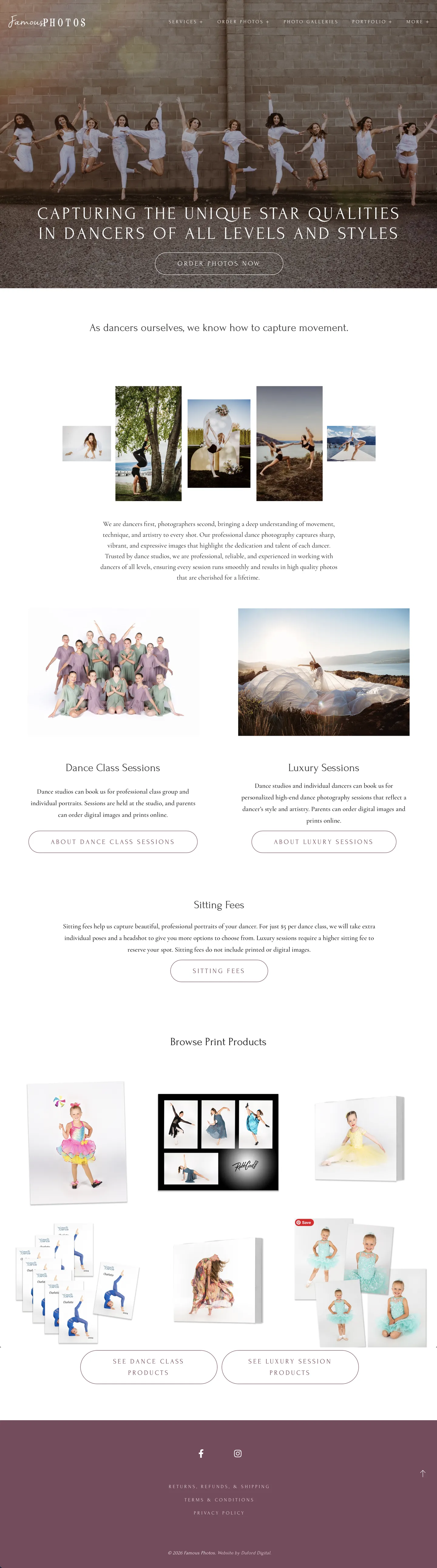 Screenshot of the Famous Photos website