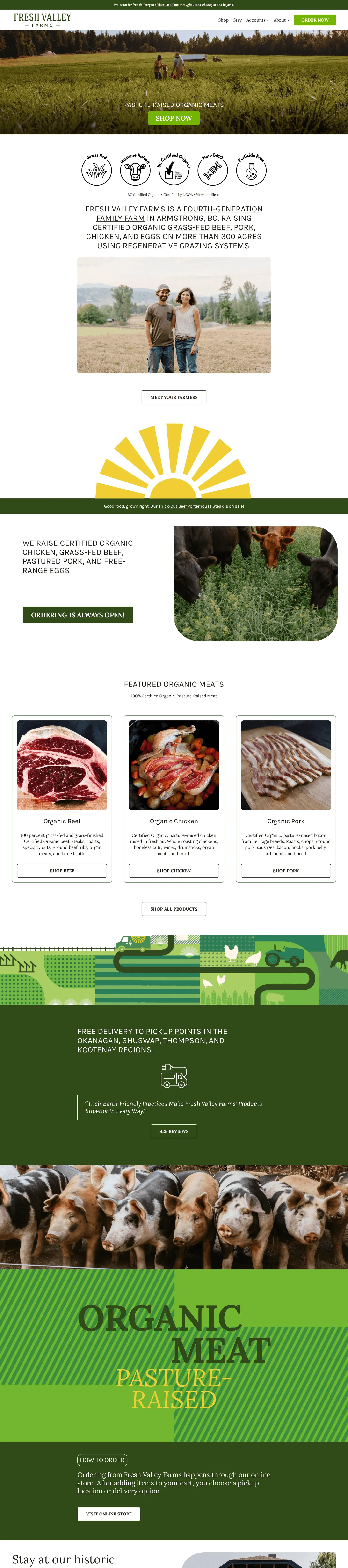 Screenshot of the Fresh Valley Farms website