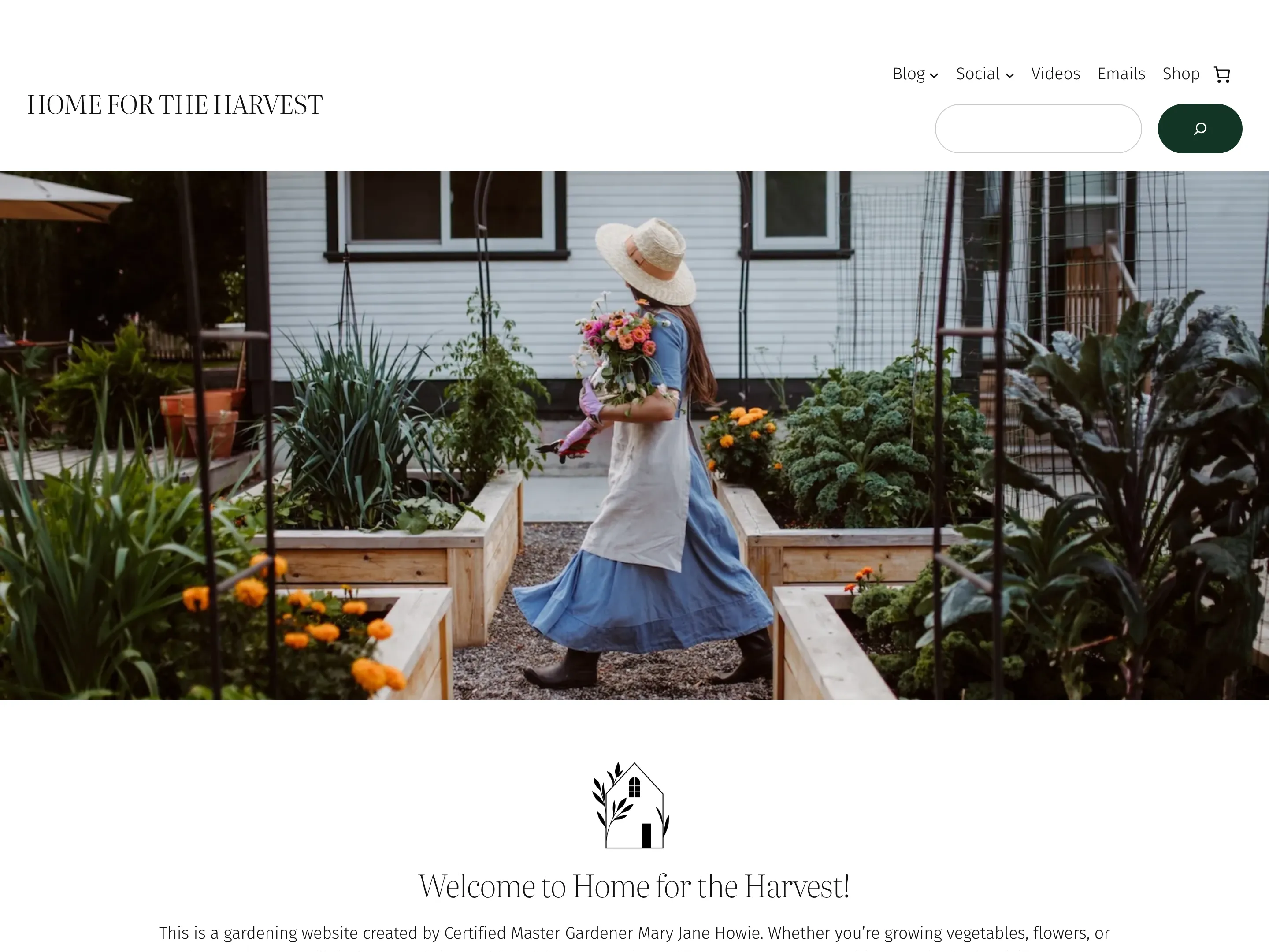 Screenshot of the Home for the Harvest website
