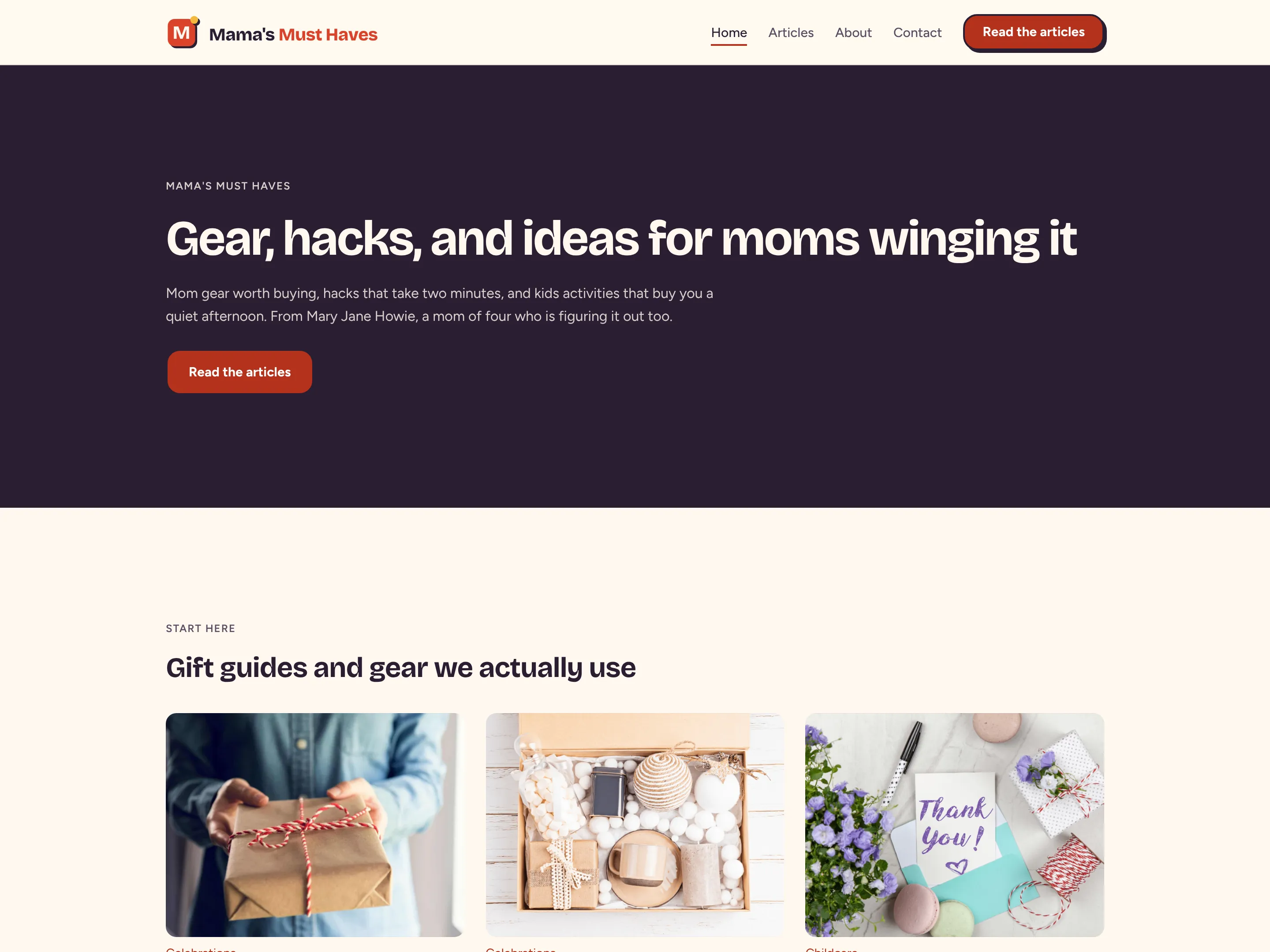 Screenshot of the Mama’s Must Haves website