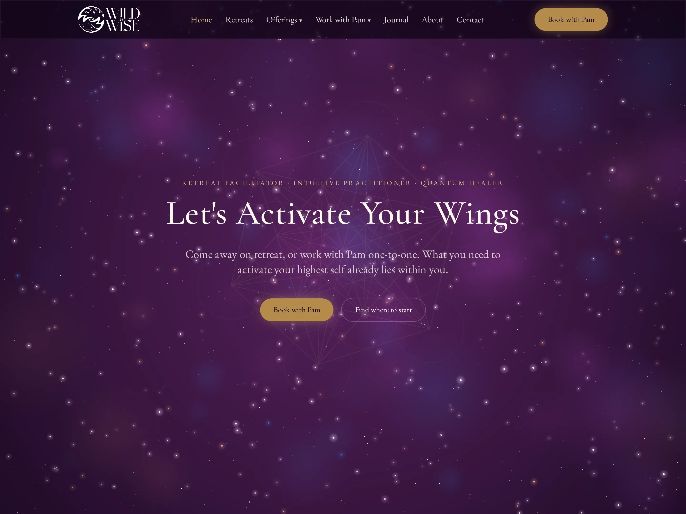 Screenshot of the Wild & Wise by Pam Dhillon website