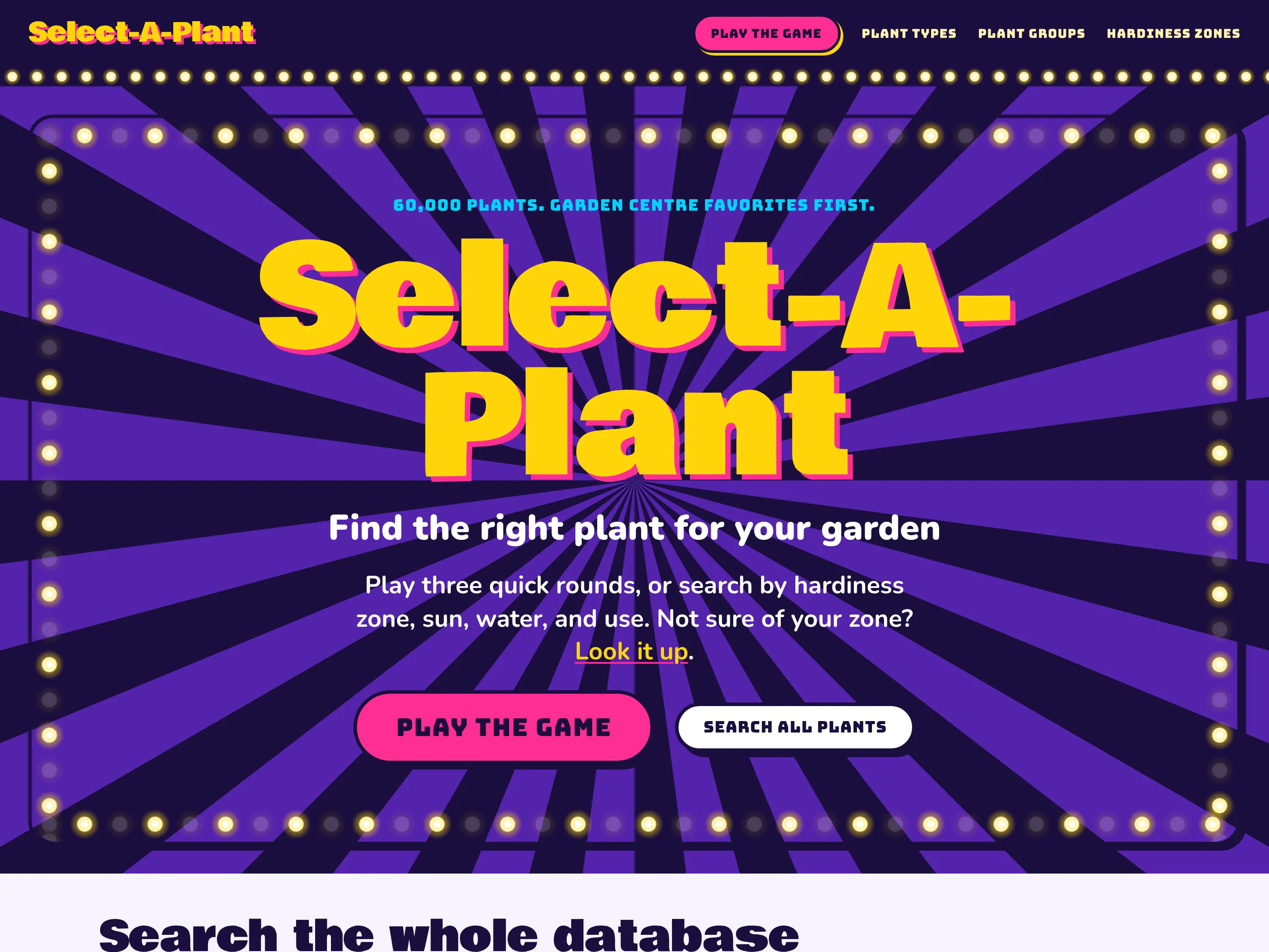 Screenshot of the Select-A-Plant website